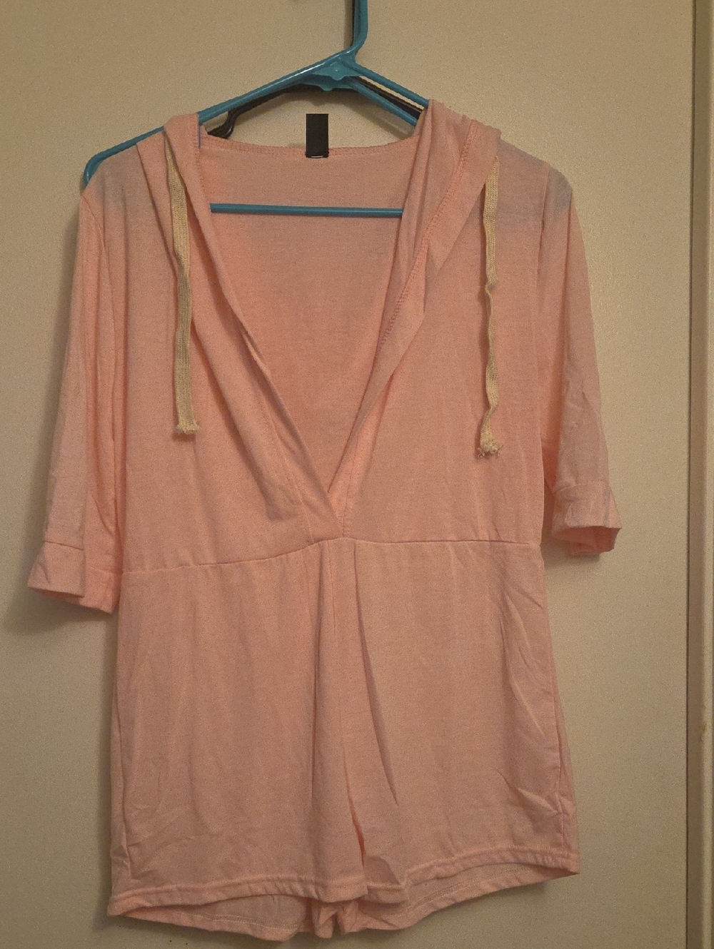 SHEIN Light Pink Hooded Swim Cover-Up Romper